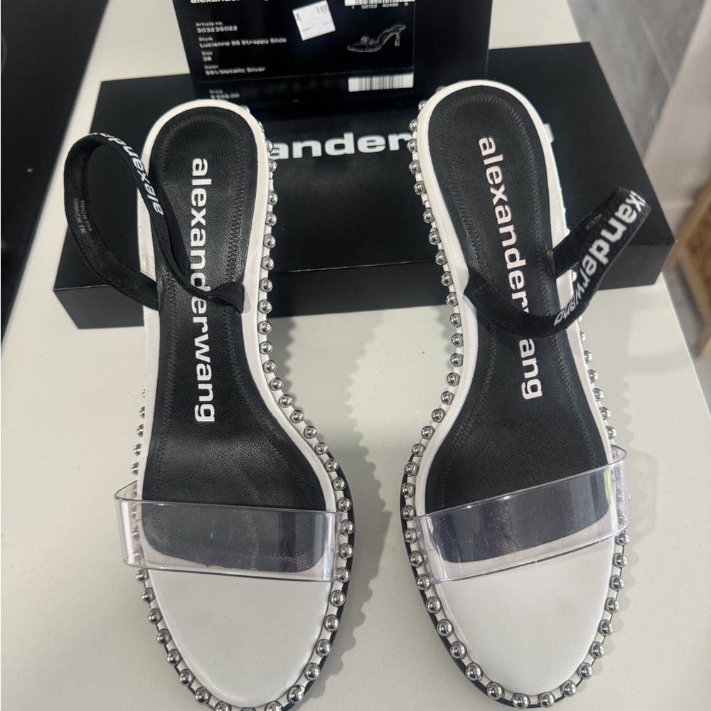 Alexander Wang Clear and Black Studded Sandals